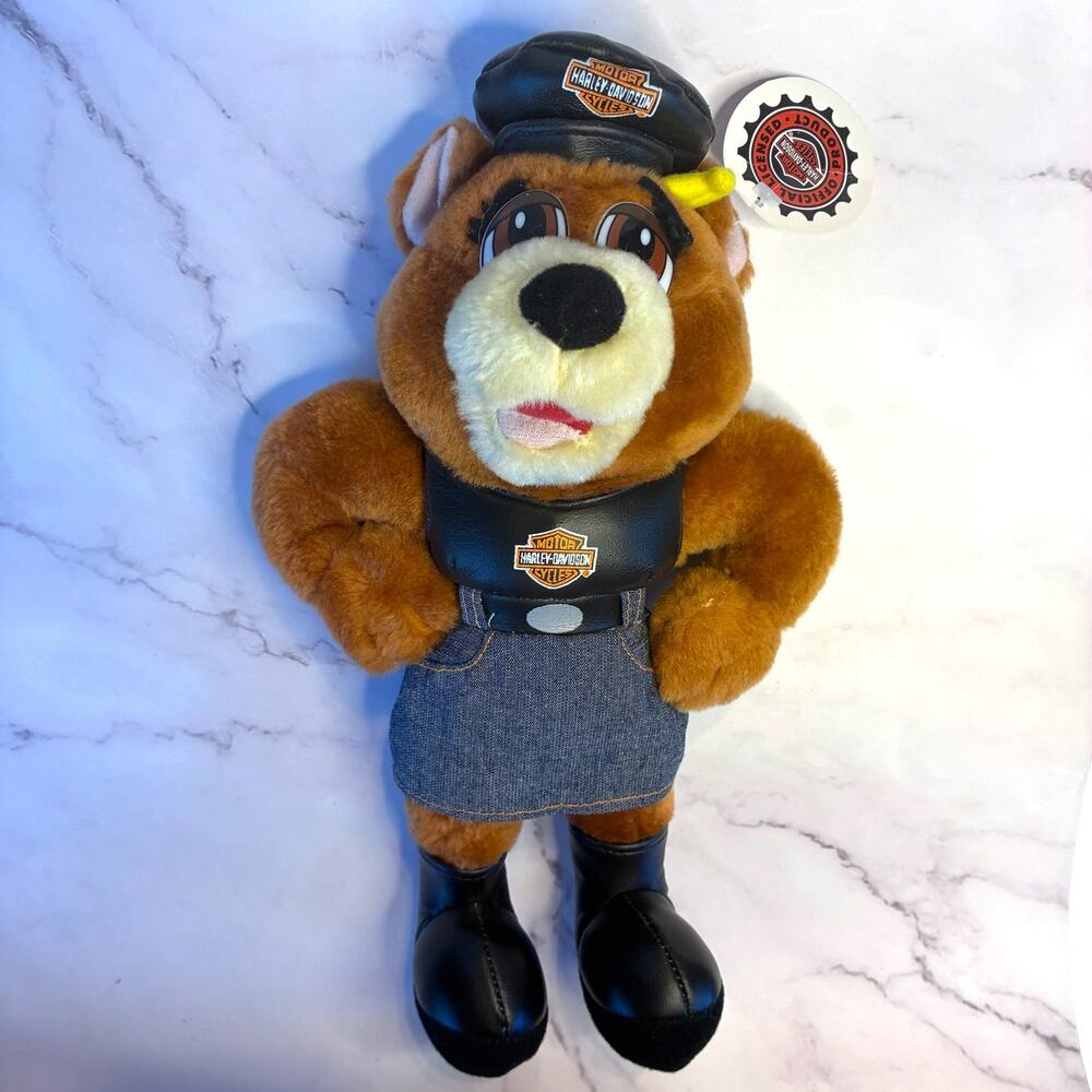 Vintage 1999 Harley Davidson Play By Play Biker Bear Plush 13" w/ Tag